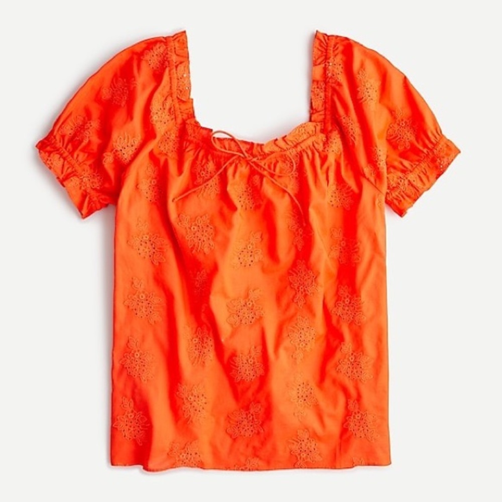 NWT J.Crew Square-Neck Top Embroidered Eyelet